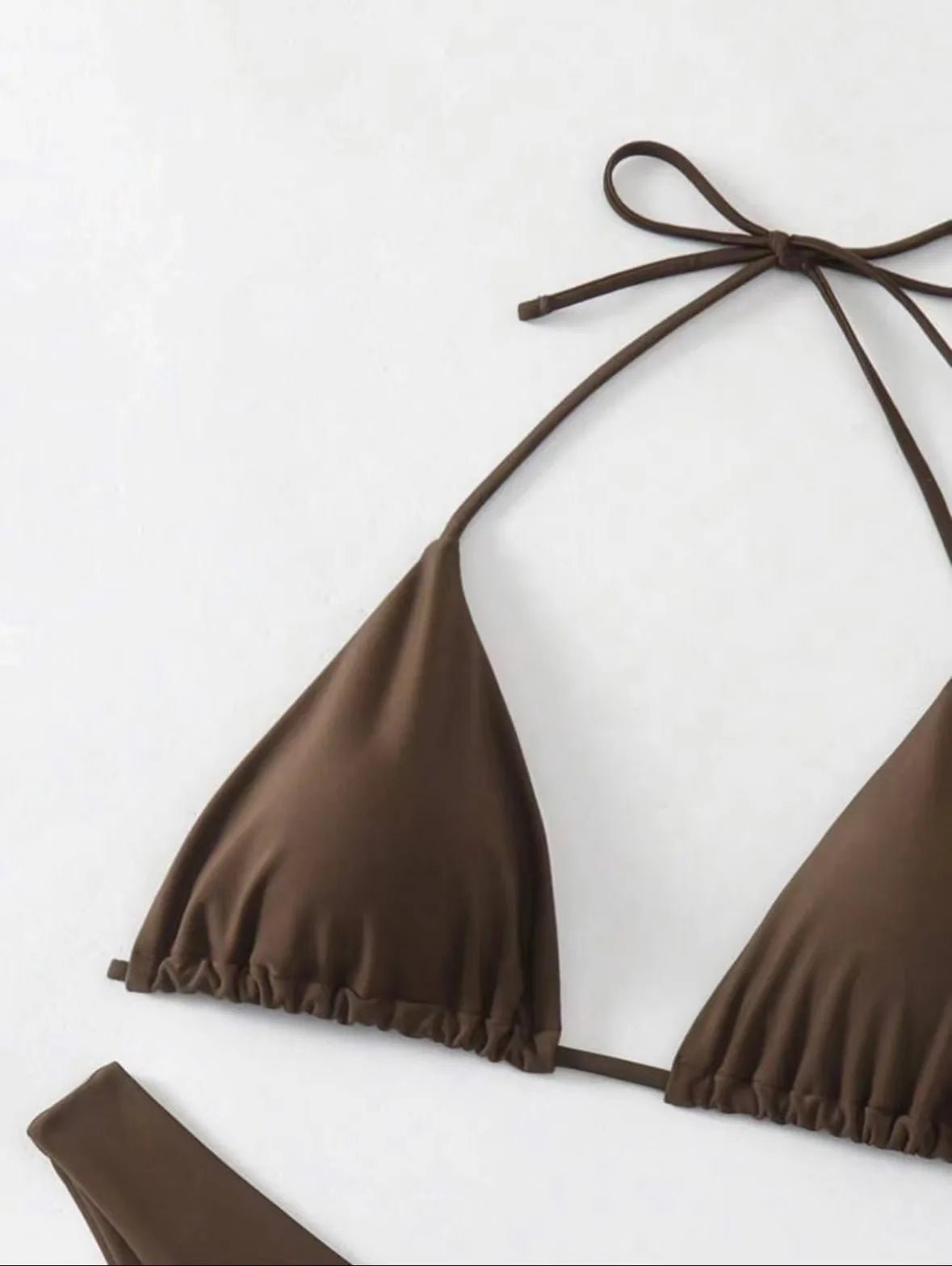 New Halter Bikini Women Solid Color Two - Piece Set Sexy Split Swimsuit Yellow Red Black Coffee White Pink Lace Up Bathing Suit - Nouti.market