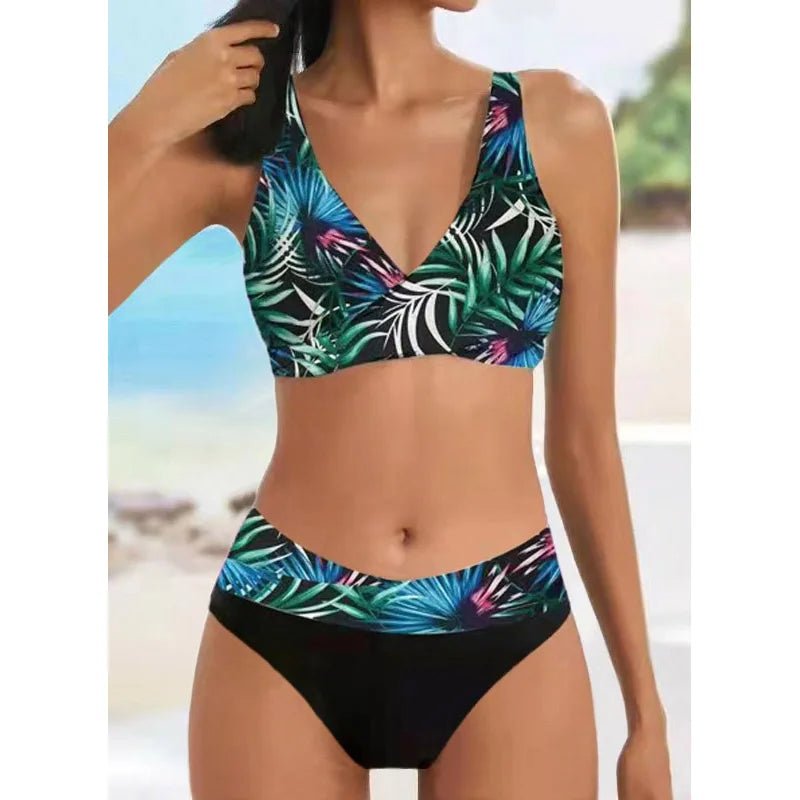 New Summer Beach New Women's Bikini Two Piece Swimsuit Shining Diagonal Rod Print Holiday Lace Up Beach Swimsuit S - 5XL - Nouti.market