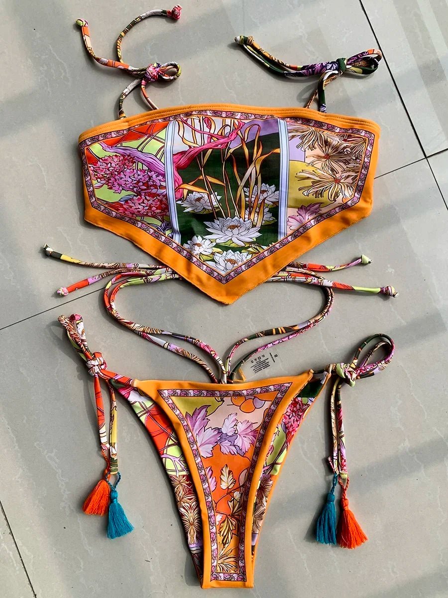 Printed Crop Top Bikini 2025 Women Bikinis Brazilian Swimwear Female Swimsuit Two - pieces Bikini Set High Cut Bathing Suit Swim - Nouti.market