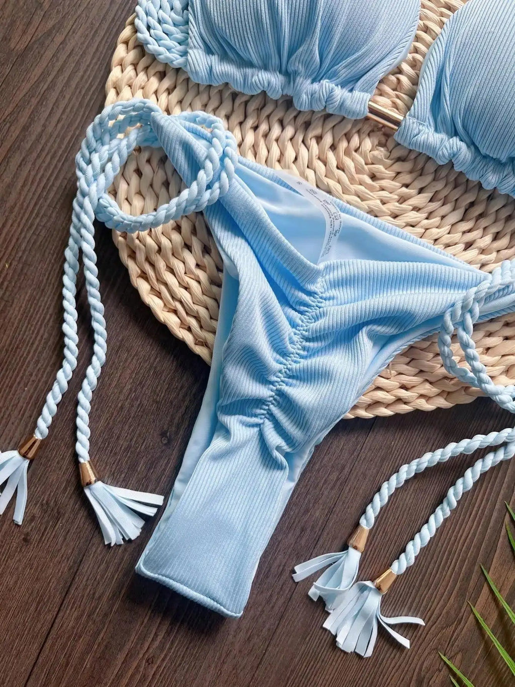 RUOTONSEPT 2024 Sexy Women Swimsuit Braiding rope Bikini Set Two - piece Triangle Solid Swimwear Bathing Suit Brazilian Biquinis - Nouti.market