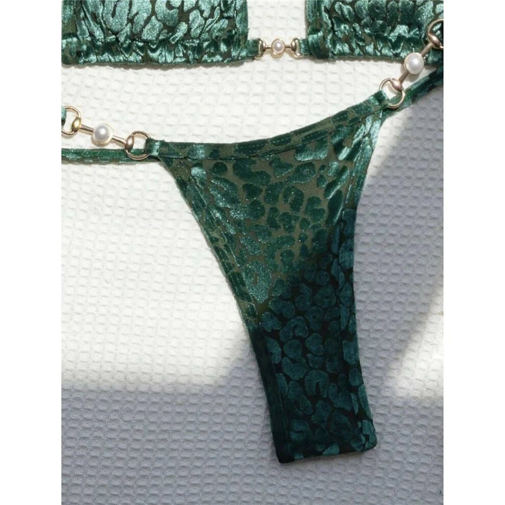 S - XL Leopard Halter Mini Micro Thong Bikini Women Swimwear Female Swimsuit Two - pieces Bikini set Bather Bathing Suit Swim V5207 - Nouti.market
