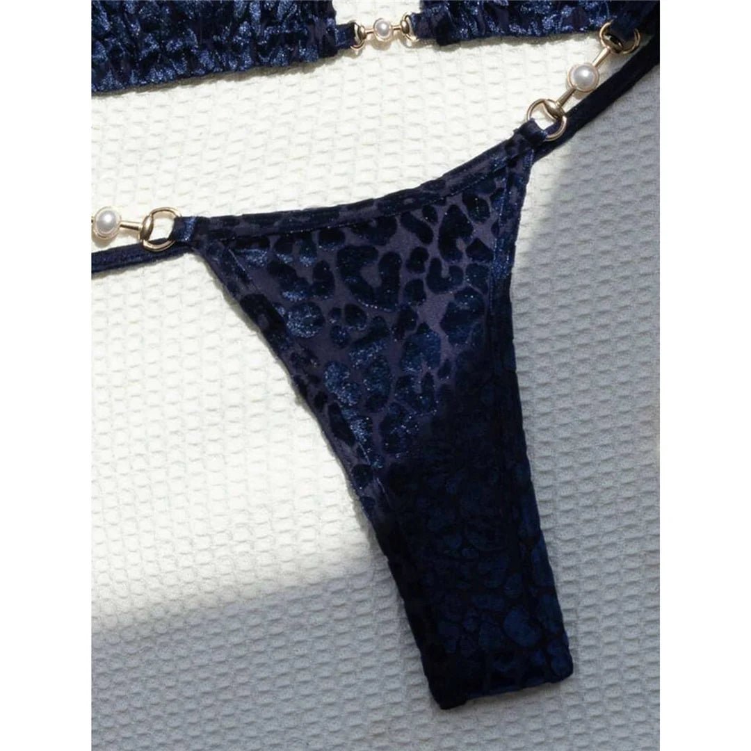 S - XL Leopard Halter Mini Micro Thong Bikini Women Swimwear Female Swimsuit Two - pieces Bikini set Bather Bathing Suit Swim V5207 - Nouti.market