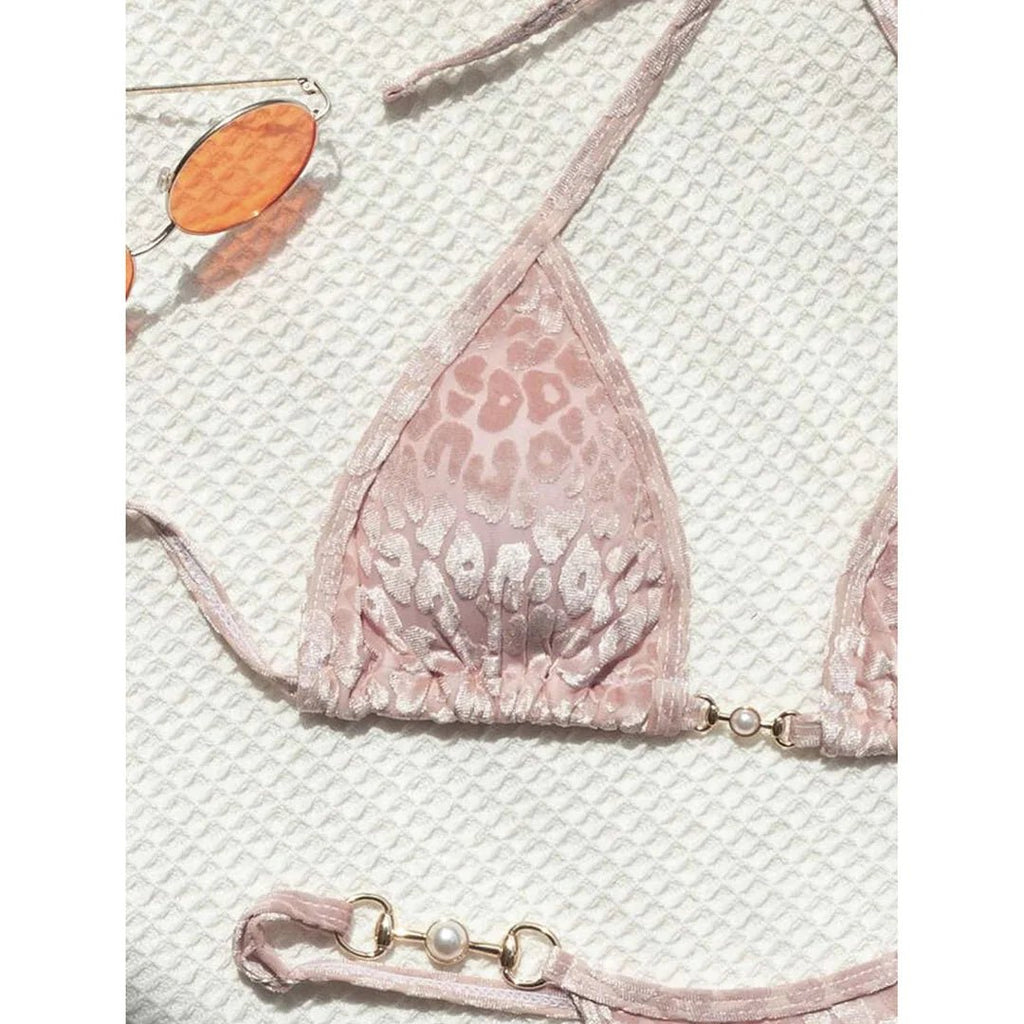 S - XL Leopard Halter Mini Micro Thong Bikini Women Swimwear Female Swimsuit Two - pieces Bikini set Bather Bathing Suit Swim V5207 - Nouti.market