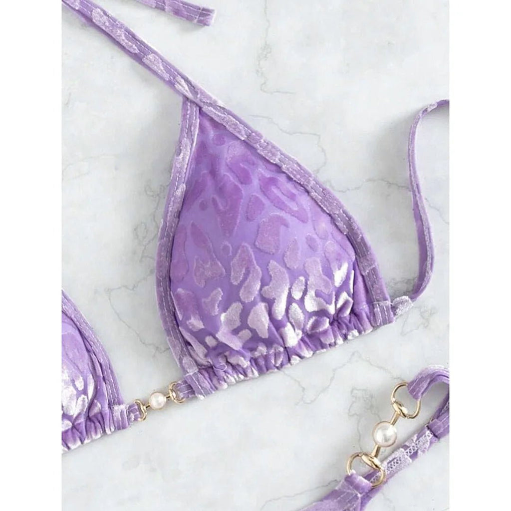 S - XL Leopard Halter Mini Micro Thong Bikini Women Swimwear Female Swimsuit Two - pieces Bikini set Bather Bathing Suit Swim V5207 - Nouti.market