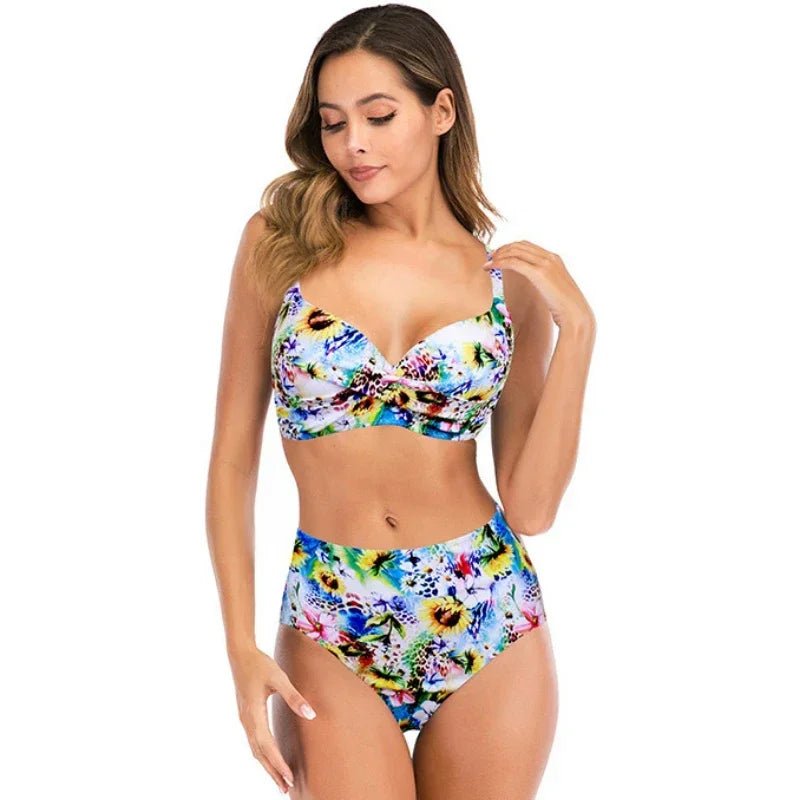 Sexy Bikini Women Push Up Swimwear Swimsuit Flower Print High Waist Bikinis Set Bathing Suit Beach Bikini Banadores Mujer 2026 - Nouti.market