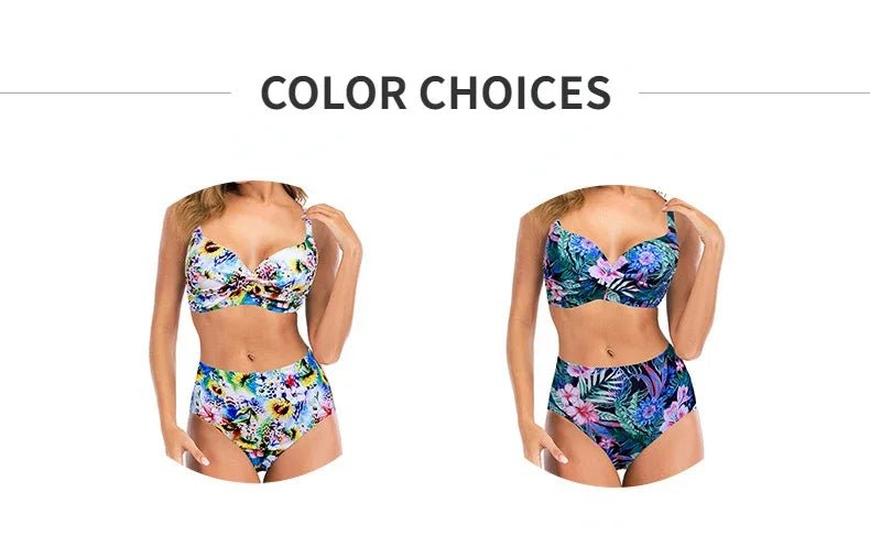 Sexy Bikini Women Push Up Swimwear Swimsuit Flower Print High Waist Bikinis Set Bathing Suit Beach Bikini Banadores Mujer 2026 - Nouti.market