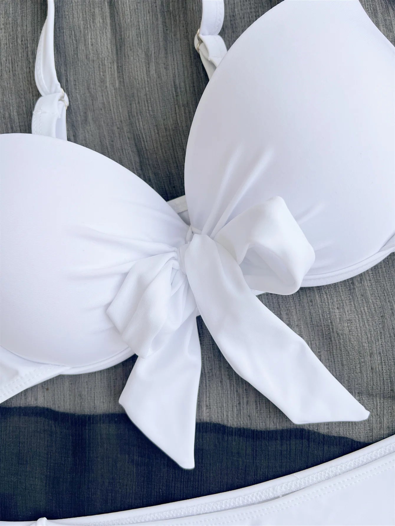 sexy front bow knot push up bikinis two pieces solid swimsuit tie bikini swimsuit Swimwear Biquini conjunto de bikini tankini - Nouti.market