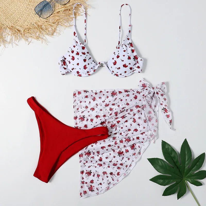 Sexy Marble Print Bikini 2026 Women Push Up Bra Underwire 3 Piece Swimsuit Brazilian Beach Bathing Suit Swimwear Swimming Suits - Nouti.market