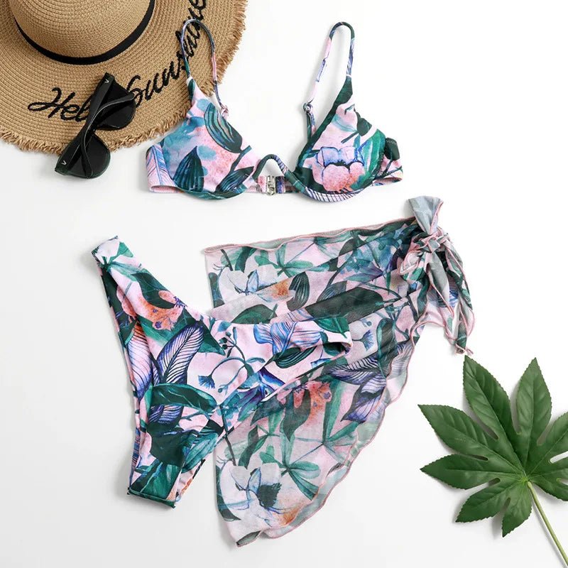 Sexy Marble Print Bikini 2026 Women Push Up Bra Underwire 3 Piece Swimsuit Brazilian Beach Bathing Suit Swimwear Swimming Suits - Nouti.market