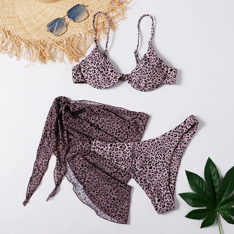 Sexy Marble Print Bikini 2026 Women Push Up Bra Underwire 3 Piece Swimsuit Brazilian Beach Bathing Suit Swimwear Swimming Suits - Nouti.market