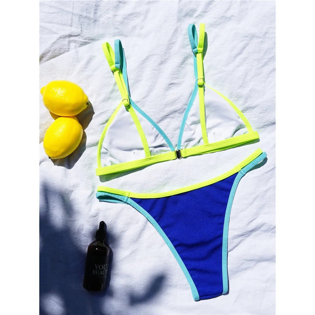 Sexy New Splicing High Leg Cut Bikini Female Swimsuit Women Swimwear Two - pieces Bikini set Bather Bathing Suit Swim Lady V3781 - Nouti.market