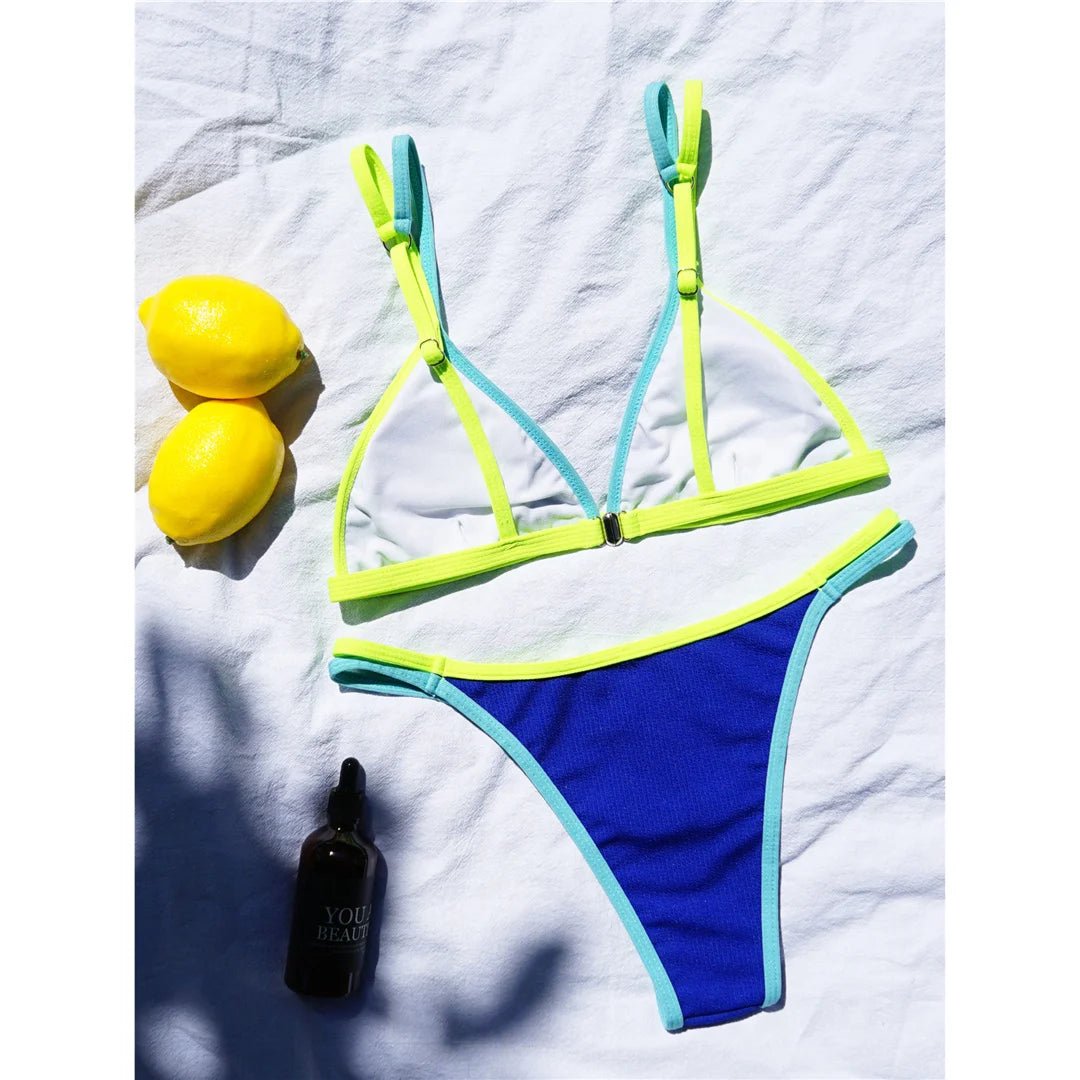 Sexy New Splicing High Leg Cut Bikini Female Swimsuit Women Swimwear Two - pieces Bikini set Bather Bathing Suit Swim Lady V3781 - Nouti.market