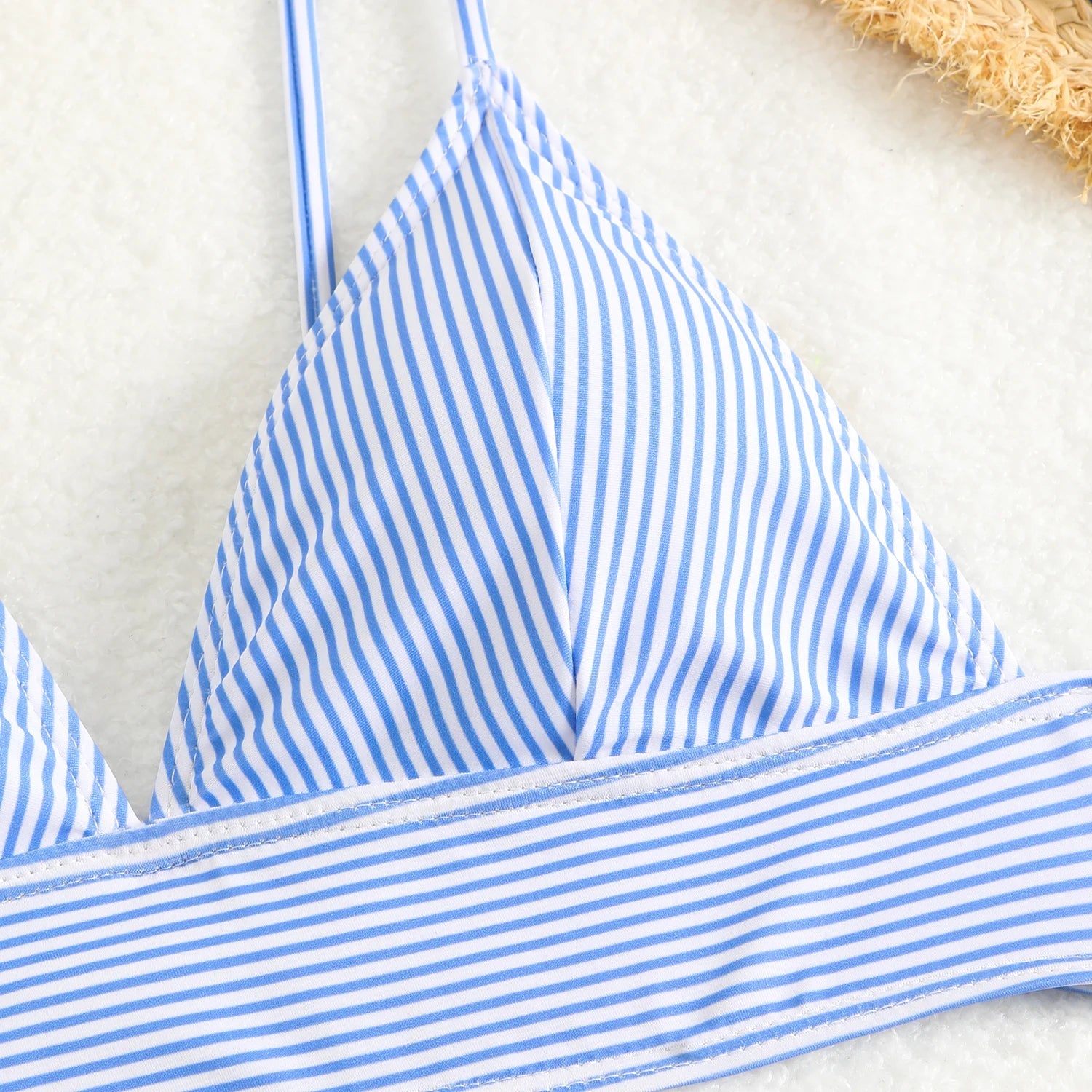 Sexy Striped Bikini Swimsuit Women's Fashionable Two - Piece Swimwear V - Neck Design with Chest Pad No Steel Support - Nouti.market