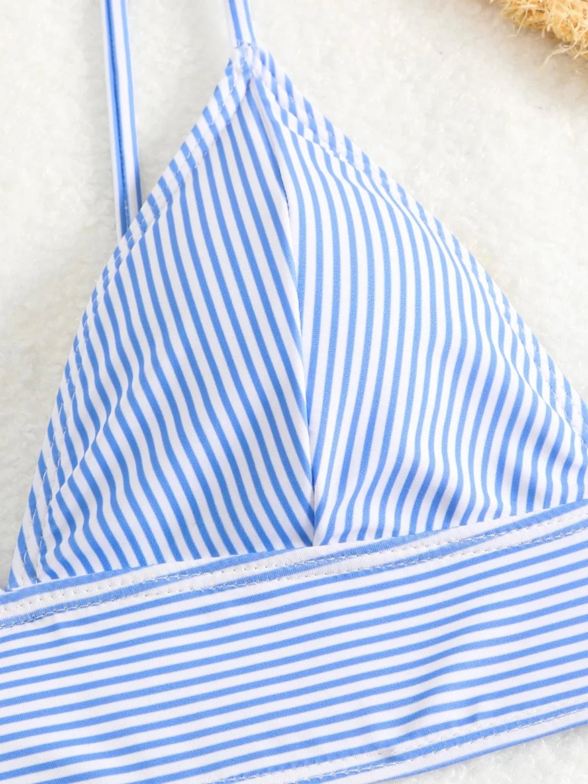 Sexy Striped Bikini Swimsuit Women's Fashionable Two - Piece Swimwear V - Neck Design with Chest Pad No Steel Support - Nouti.market