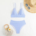 Sexy Striped Bikini Swimsuit Women's Fashionable Two - Piece Swimwear V - Neck Design with Chest Pad No Steel Support - Nouti.market