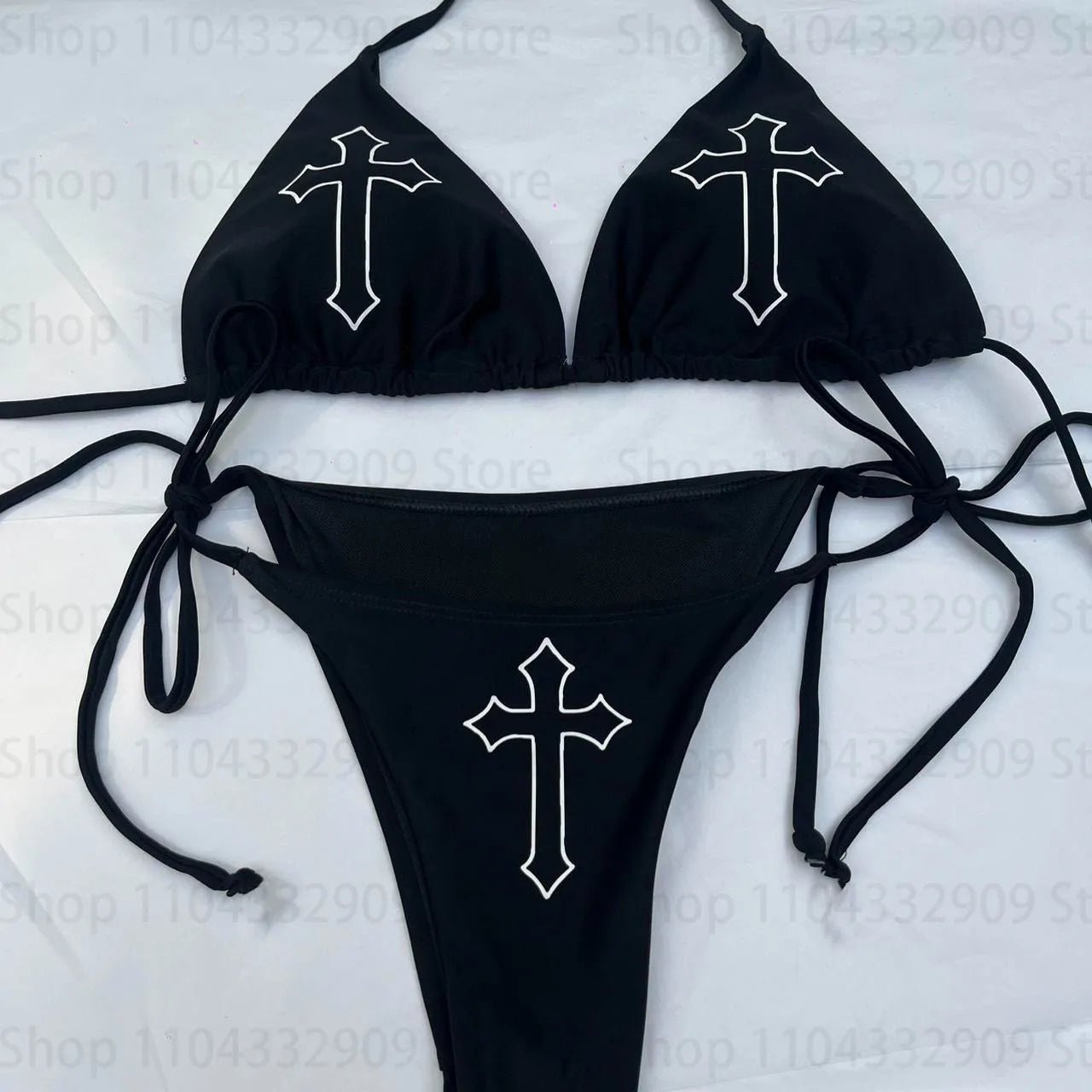 Swimsuit Two Pieces Bathing Suit 2000s Gothic Bathing Suit Star girls Swimwear Women Y2k style Punk Print Bikini Set Sexy Thong - Nouti.market