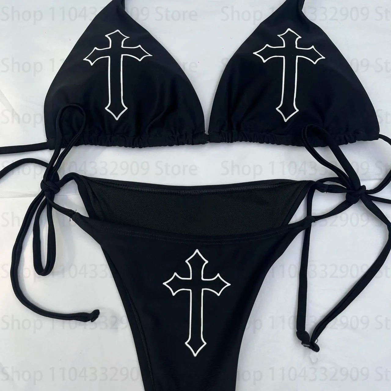 Swimsuit Two Pieces Bathing Suit 2000s Gothic Bathing Suit Star girls Swimwear Women Y2k style Punk Print Bikini Set Sexy Thong - Nouti.market