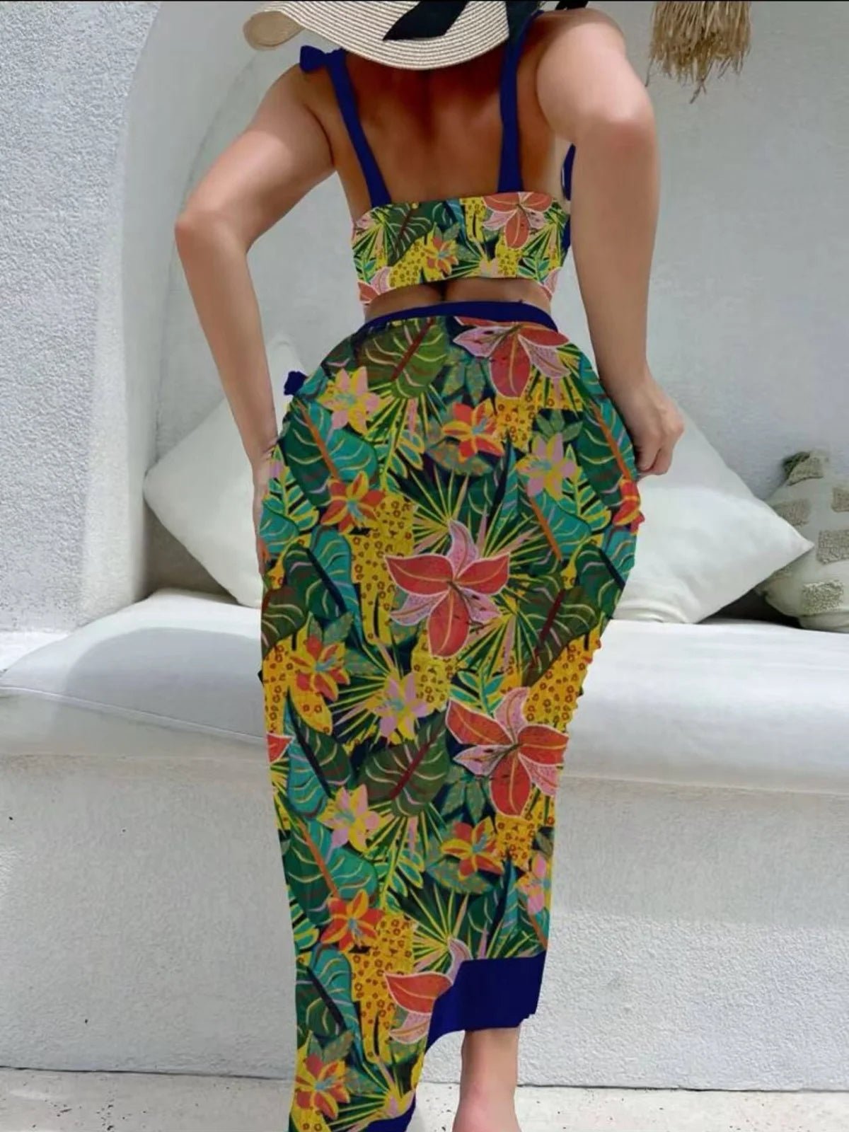 Vintage Black Floral Print Bikini 2026 Women Push Up Underwire Bra High Waist Swimsuit Beach Bathing Suit Skirt 3 Piece Swimwear - Nouti.market