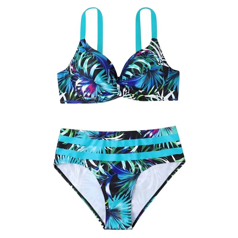 Women's Print 2 Piece Swimsuit Vintage Sexy High Waisted Bikini Split Beachwear Casual Holiday Pool Party Hot Springs Bikini Set - Nouti.market