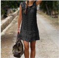 Women's Sexy Sleeveless White Lace Dress, Elegant Pom Pom Trim, Floral Hollow Out Mini Short Dress, Summer - Nouti.market