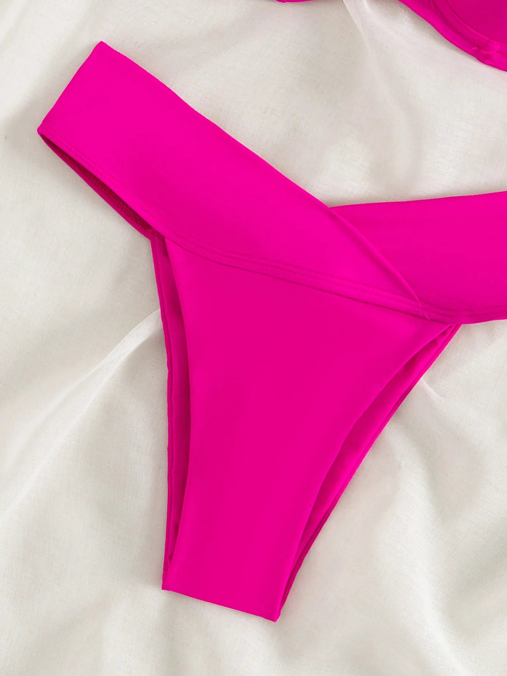 Women's Two Swimsuit Sexy Hot Pink 2 Piece Bikini High Waist Underwire Suspender Swimwear Beach Bathing Suit Beachwear 2025 New - Nouti.market
