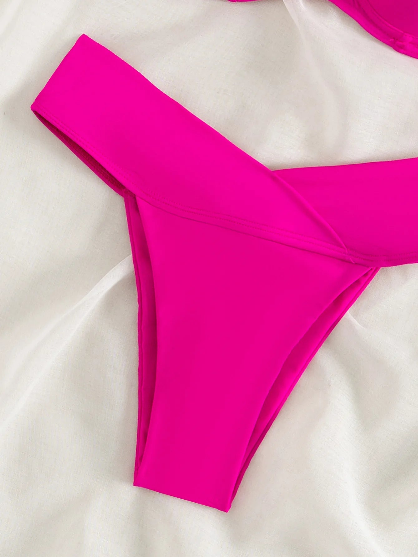Women's Two Swimsuit Sexy Hot Pink 2 Piece Bikini High Waist Underwire Suspender Swimwear Beach Bathing Suit Beachwear 2025 New - Nouti.market