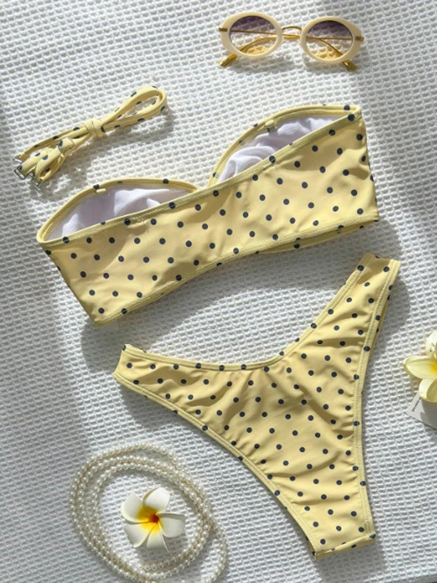 XS - L Polka Dot Bandeau Bikini Women Swimwear Female Swimsuit Two - pieces Bikini Set Brazilian Bather Bathing Suit Swim Lady - Nouti.market