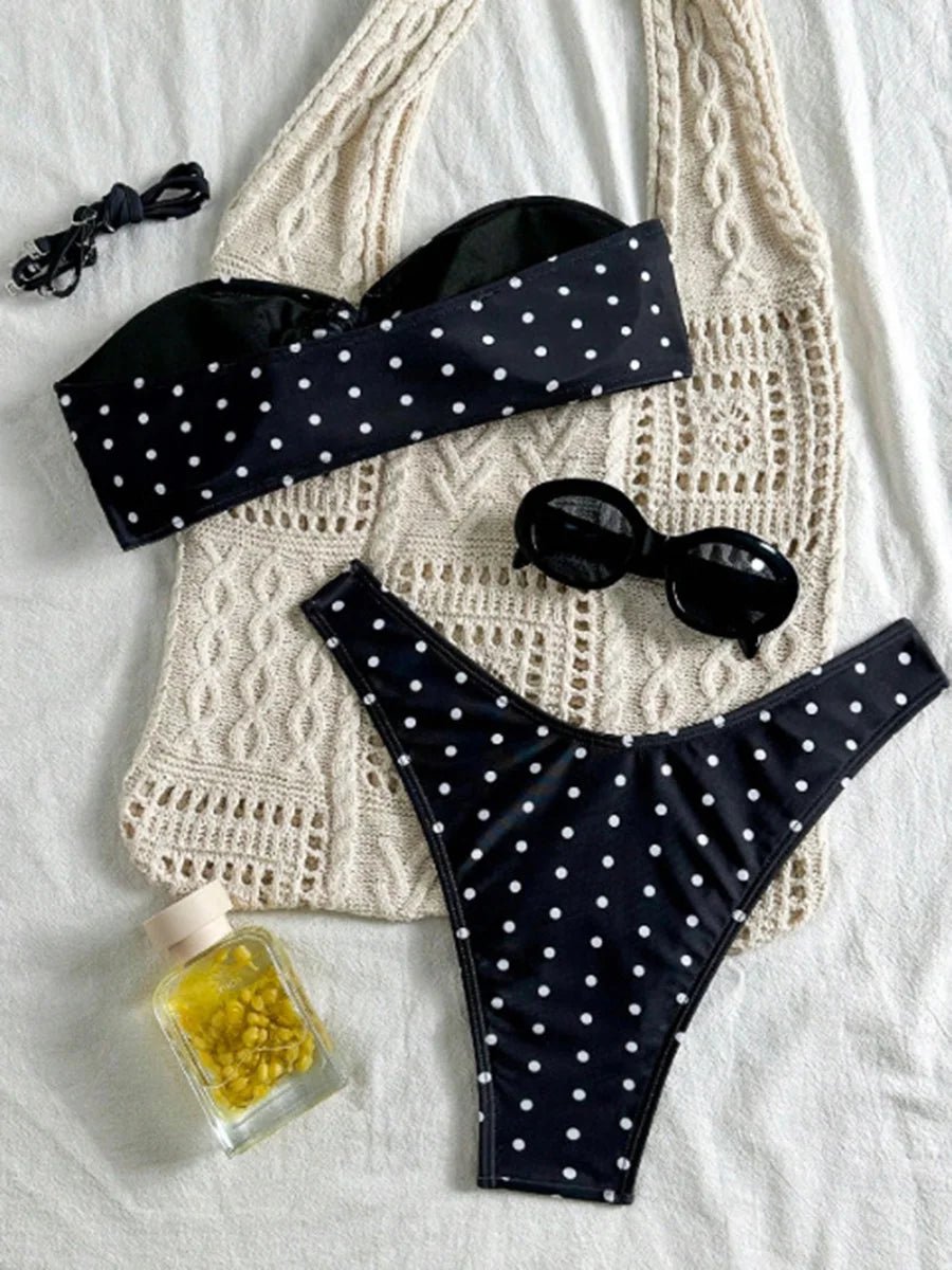 XS - L Polka Dot Bandeau Bikini Women Swimwear Female Swimsuit Two - pieces Bikini Set Brazilian Bather Bathing Suit Swim Lady - Nouti.market