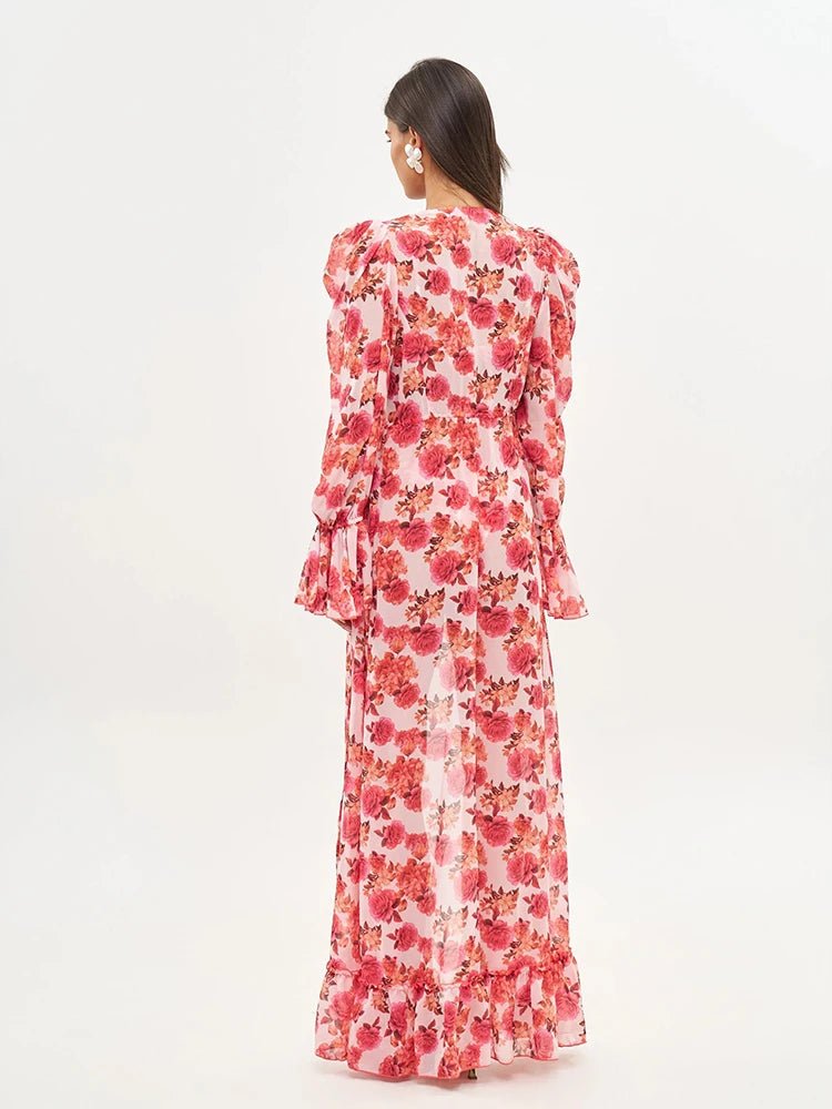ZRTAK Long Beach Dress Ruffles Bikini Cover Up 2026 Floral Printed Swimsuits Dresses Women Sexy Cover - Ups Summer Swimming Wear - Nouti.market